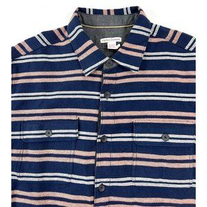 Carbon 2 Cobalt Heavy Cotton Long Sleeve Shirt Shacket Mens Large Stripe Jacket